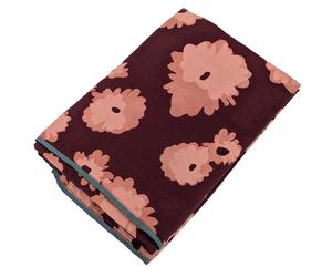 Drap plat 240x310 cm satin de coton COUP DE FOUDRE prune/caramel