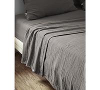 Drap Plat 270 x 300 cm Double Gaze de Coton Luxe Gaïa Anthracite