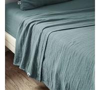 Drap Plat 270x300cm Gaze de Coton Canard - OUREA - ALTOBUY Bleu G