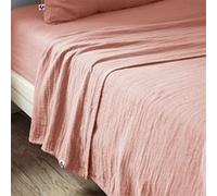 Drap Plat 270x300cm Gaze de Coton Rose Pêche - OUREA - ALTOBUY Rose G
