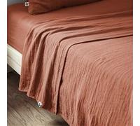 Drap Plat 270x300cm Gaze de Coton Terracotta - OUREA - ALTOBUY Rouge G