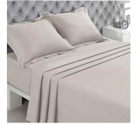 Drap Plat Beige 240 x 300 cm - 100% Coton - Lit Double - Fibres Naturelles - Doux et Respirant - Certifié Oeko-Tex
