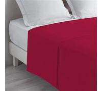 Douceur d'Intérieur, Drap Plat 2 Personnes (240 x 300 cm) Biolina Bordeaux, 100% Coton Bio