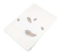 Drap plat brodé 240x310 cm en satin de coton NINA blanc