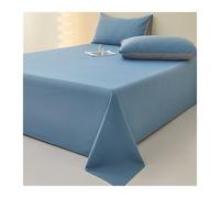 Drap Plat brossé 100% Coton 120x225cm 180/250/270/200/350x245cm Drap de Dessus Doux au Toucher, résistant à la décoloration, Lavable en Machine(Blue,300x245cm)