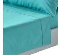 Drap plat - Coton Egyptien - 200 fils - Coloris sarcelle - 270 x 300 cm - Uni