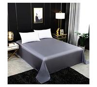 Drap Plat de Couleur Unie Drap de lit en Soie de mûrier Naturel King Queen Size Luxe Drap de lit Confortable Super Doux (Color : Grey, Size : 200x230cm)