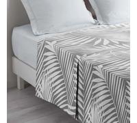 douceur d'intérieur, Drap Plat 1 Personne (180 x 290 cm) Botania Gris, 100% Coton