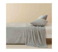 Drap Plat en Polaire 1/2 Personne 180x245cm 245x250cm 245x270cm 245x300cm 245x350cm Toucher Cachemire Drap de lit Chaude en Flanelle(Silver Gray,245x270cm)