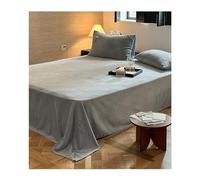 Drap Plat Flanelle 1/2 Personnes pour Lit 90 180 200 Hiver Toucher Cachemire Flanelle Drap de lit Microfibre Super Chaud (Color : Gray A, Size : 245x270cm)