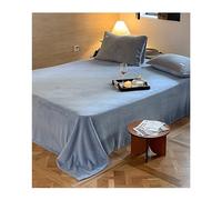 Drap Plat Flanelle 1/2 Personnes pour Lit 90 180 200 Hiver Toucher Cachemire Flanelle Drap de lit Microfibre Super Chaud (Color : Blue, Size : 245x270cm)
