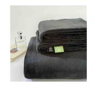 Drap Plat Flanelle Hiver Chaude Drap de lit Polaire Drap du Dessus 1/2 Personne Doux Douillet(Black,240x270cm+48x74cm x2)