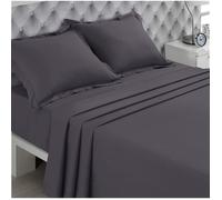 Drap Plat Gris Anthracite 240 x 300 cm - 100% Coton - Lit Double - Fibres Naturelles - Doux et Respirant - Certifié Oeko-Tex