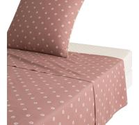 Drap Plat imprimé en Bambou, Emiko, 240 x 300cm, Origin, Rose Blush