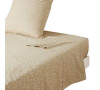 Drap Plat imprimé en Coton, Léonie, 240 x 300 cm, Origin, Beige Sable
