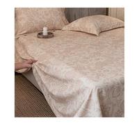 Drap Plat Jacquard en Lin Coton 160x230cm 200/230/270x245cm Drap de Dessus Respirant, Doux et rafraîchissant, for Les dormeurs Chauds(Flower E,160x230cm)