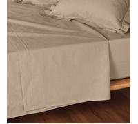 douceur d'intérieur, Drap Plat (180 x 290 cm) Lina Sable, 100% Coton