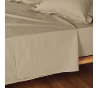 douceur d'intérieur, Drap Plat (180 x 290 cm) Lina Sable, 100% Coton