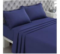 Drap Plat Marine 270 x 300 cm - 100% Coton - Lit Double - Fibres Naturelles - Doux et Respirant - Certifié Oeko-Tex