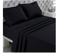 Drap Plat Noir 270 x 300 cm - 100% Coton - Lit Double - Fibres Naturelles - Doux et Respirant - Certifié Oeko-Tex