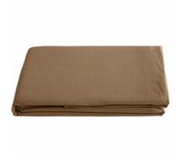 Drap plat PALACE pur coton lavé 240x290 cm uni marron cognac