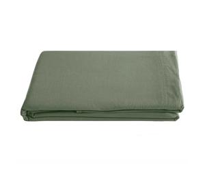 Drap plat PALACE pur coton lavé 270x290 cm uni vert mousse