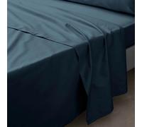 douceur d'intérieur, Drap Plat (180 x 290 cm) Percaline Bleu Nuit, Percale de Coton