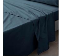 Douceur d'Intérieur Drap plat Percaline Percale de coton 180 x 290 cm Bleu nuit