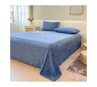 Drap Plat Polaire Flanelle 1 2 Personnes 160x230cm 240x250cm 240x270cm pour Lit 90-100cm 180cm 200cm Douce Et Chaude(Dark Blue,240x270cm)