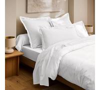 Drap Plat Prestige 100% Satin de Coton Peigné 120 Fils/cm² Coton Pur (Blanc Optique, Drap Plat 240 x 300 cm)