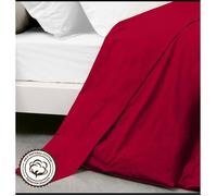 Drap Plat - Rouge - 180x290 cm - 100% Coton - Lavable en machine - 1 Personne