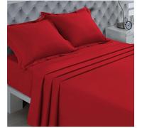 Drap Plat Rouge 270 x 300 cm - 100% Coton - Lit Double - Fibres Naturelles - Doux et Respirant - Certifié Oeko-Tex