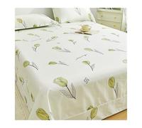 Drap Plat sans élastique 100% Coton 160/200x230cm 245x245/265cm Confortable et Respirant Drap de Dessus imprimé élégant, Toutes Saisons(Flower C,200x230cm)