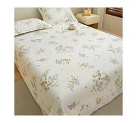 Drap Plat sans élastique 100% Coton 160/200x230cm 245x245/265cm Confortable et Respirant Drap de Dessus imprimé élégant, Toutes Saisons(Flower E,245x265cm+48x74cm x2)