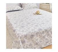 Drap Plat sans élastique 100% Coton 160/200x230cm 245x245/265cm Confortable et Respirant Drap de Dessus imprimé élégant, Toutes Saisons(Flower D,245x245cm)