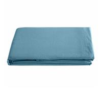 Drap plat uni 270x300 cm lin lavé froissé SONATE bleu Topaze
