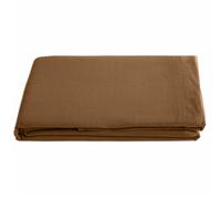 Drap plat uni 270x300 cm lin lavé froissé SONATE marron Cognac