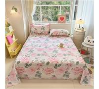 Drap plat vintage à motifs floraux - Drap en coton artistique premium doux, motif chic romantique de fleurs sauvages et panda, drap plat uniquement pour femmes et filles, thème jardin literie