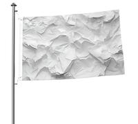 Drapeau 90 x 60 cm - Décoration de jardin - Bannière robuste en papier blanc froissé - Bannière d'extérieur avec 2 œillets - Drapeaux de bienvenue pour les vacances en toutes saisons