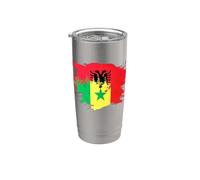 Drapeau albanais et sénégalais mélange patrimoine Gobelet isotherme en acier inoxydable double paroi