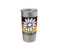 Drapeau allemand vintage avec marguerite allemande Gobelet isotherme en acier inoxydable double paroi
