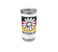 Drapeau allemand vintage avec marguerite allemande Gobelet isotherme en acier inoxydable double paroi
