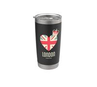 Drapeau anglais I Love London Angleterre avec couronne royale cadeau de voyage Gobelet isotherme en acier inoxydable double paroi