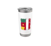 Drapeau Cameroun Autriche | Racines autrichiennes camerounaises Gobelet isotherme en acier inoxydable double paroi