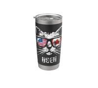 Drapeau canadien vintage chat US EH Gobelet isotherme en acier inoxydable double paroi
