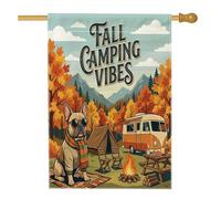 Drapeau d'automne pour maison de chien bouledogue français, 71,1 x 101,6 cm, double face pour décoration extérieure, forêt d'automne, camping-car, jardin, cour, maison, tente, feu de camp, petit