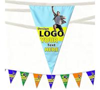 Drapeau de fanion personnalisable 30/60/120/240/360/720 pièces, bannière colorée de triangles multicolores en fibre de polyester pour décorations de fêtes et magasins (Orange)