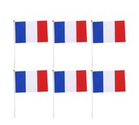 Drapeau de France avec Bâtonnet Polyester 50 Pièces, à Main | Léger et Réutilisable, 30x21x0,02cm, pour Supporters, Écoles, Bureaux et Drapeaux de Pays