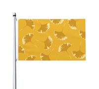 Drapeau de jardin à œillets, motif floral de feuilles de ginkgo sur fond jaune ocre, 152 cm x 91 cm (5 pi x 3 pi), décoration extérieure pour cour, terrasse et maison