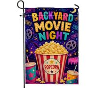 Drapeau de jardin à popcorn, bande de film coloré festif violet été double face en toile de jute décorative pour extérieur, terrasse, pelouse, porche, entrée, camping, 30,5 x 45,7 cm